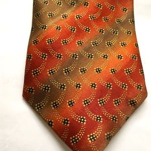 Pronto Uomo Tie 100% Silk Green Rust Geometric Classic Made in Italy